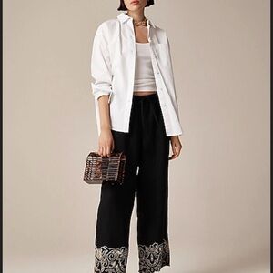 J. Crew Black Wide Leg Pants with White Detailing